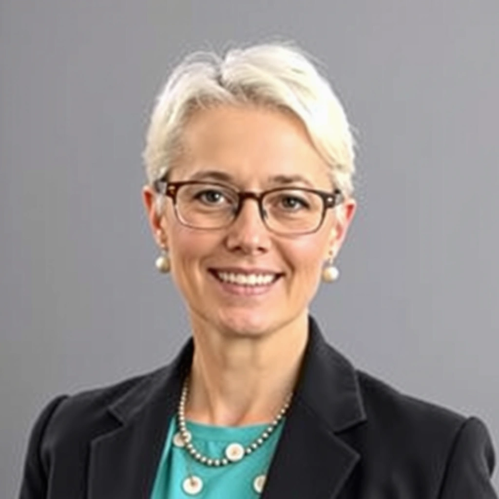 Portrait of Dr. Eleanor Vance, a smiling woman with glasses, professional and approachable.